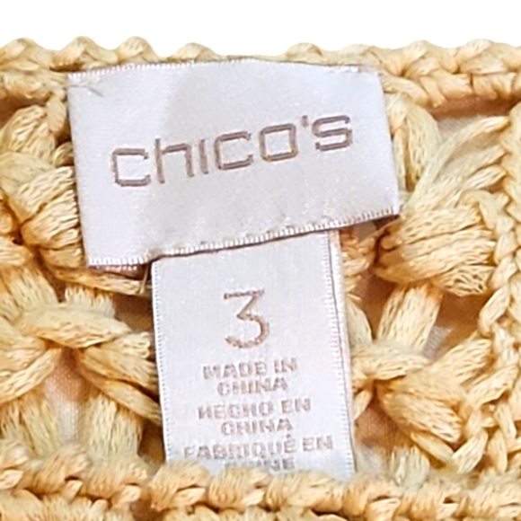 CHICO'S 3 (L) LIGHT BUTTERSCOTH CHRISTY CROCHET PULLOVER SWEATER - Picture 5 of 7